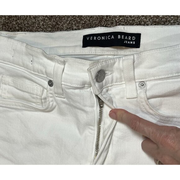 Veronica Beard White Carly Kick Flare High Rise Jeans Size 29/8 Stretch Zipper - Picture 13 of 16